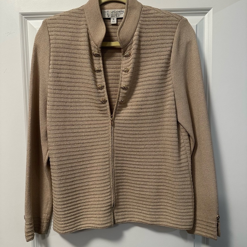 St. John Collection Beige Textured Cardigan